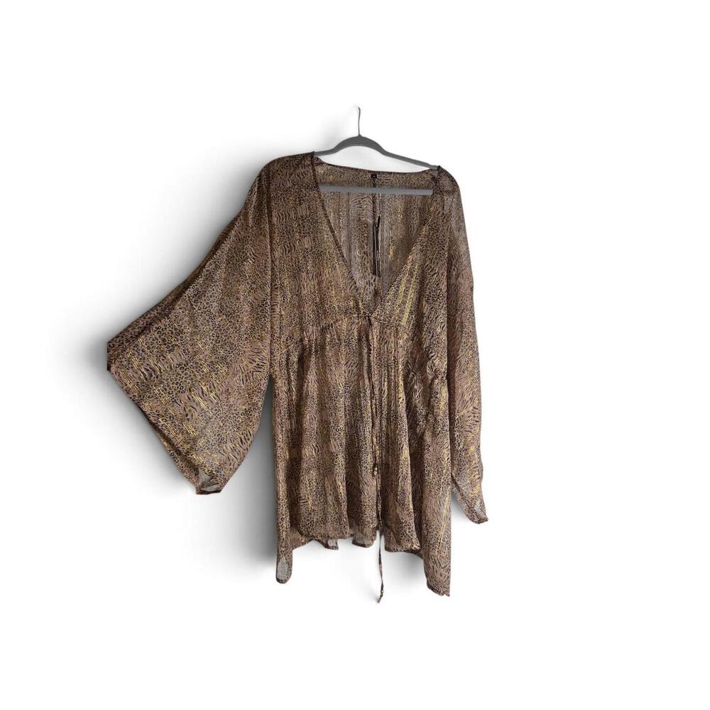 Fashion Nova Women's Brown and Gold Blouse